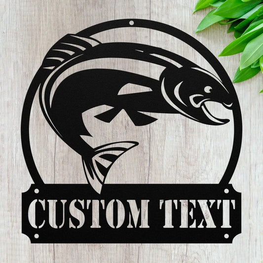 Custom Metal Trout Sign - Personalized Fish Wall Art Decor -