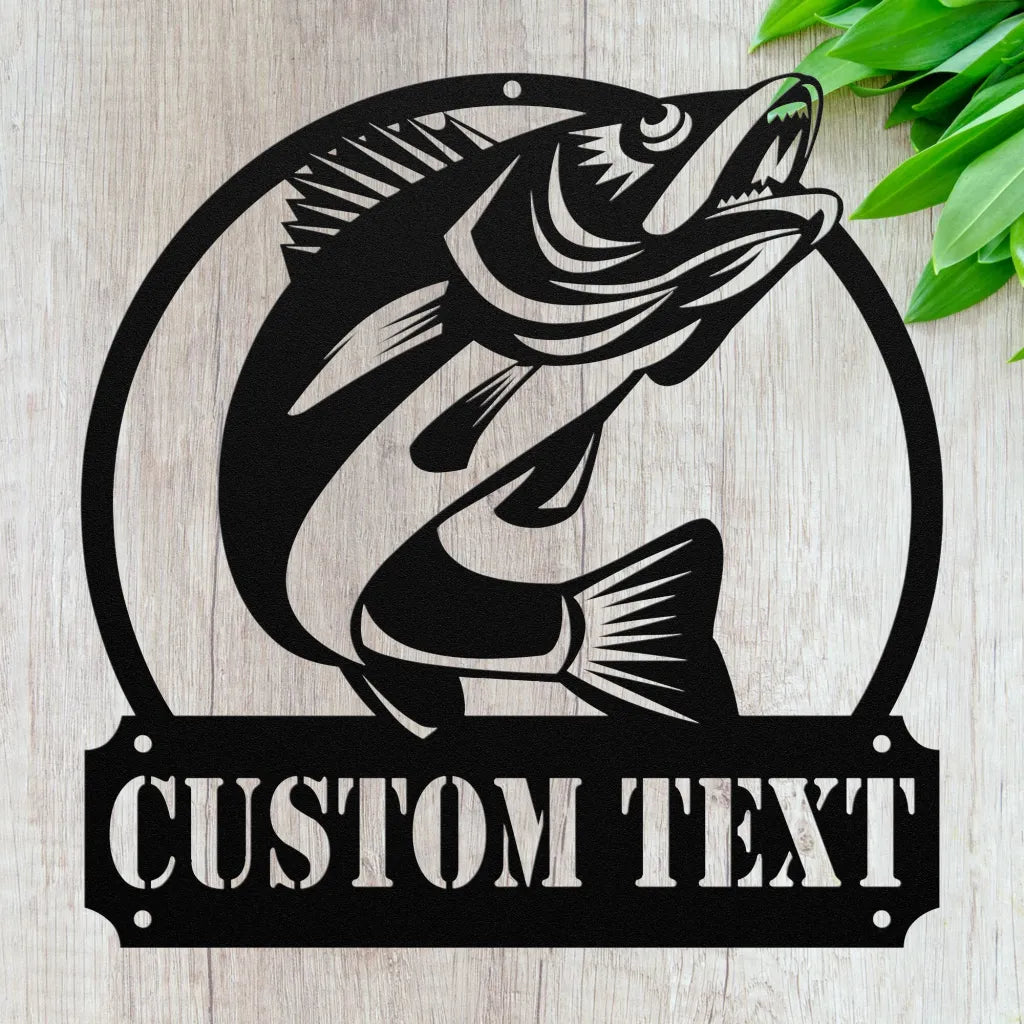 Custom Metal Walleye Sign - Personalized Fishing Wall Art