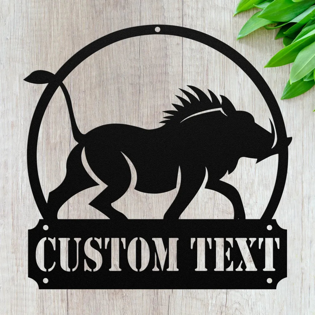 Custom Metal Warthog Welcome Sign - Personalized Warthog