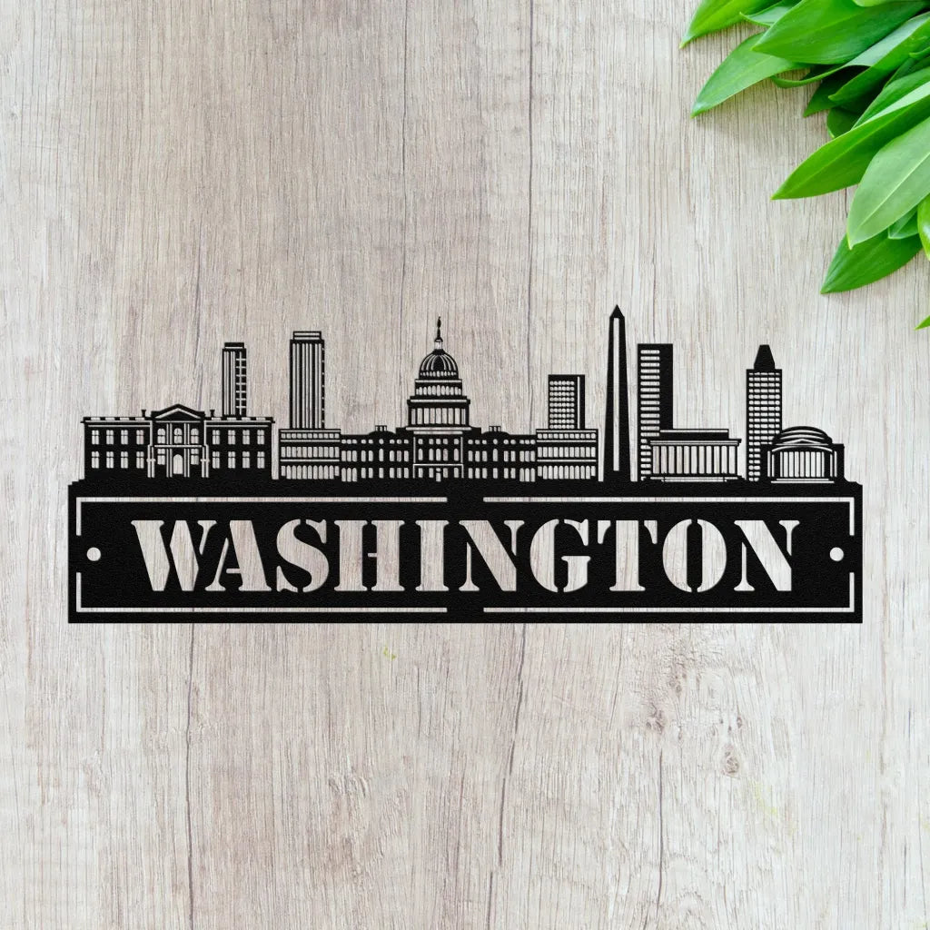 Custom Metal Washington DC Sign - Personalized City Skyline