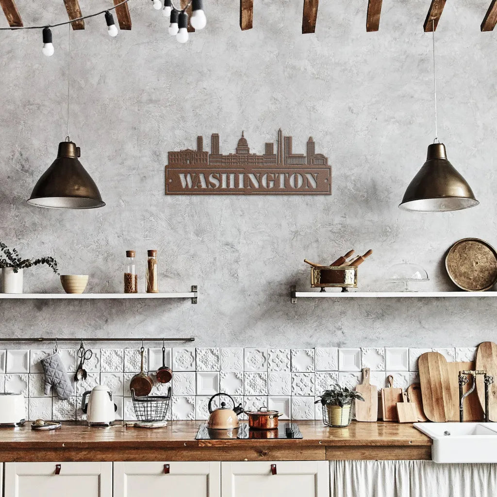 Custom Metal Washington DC Sign - Personalized City Skyline