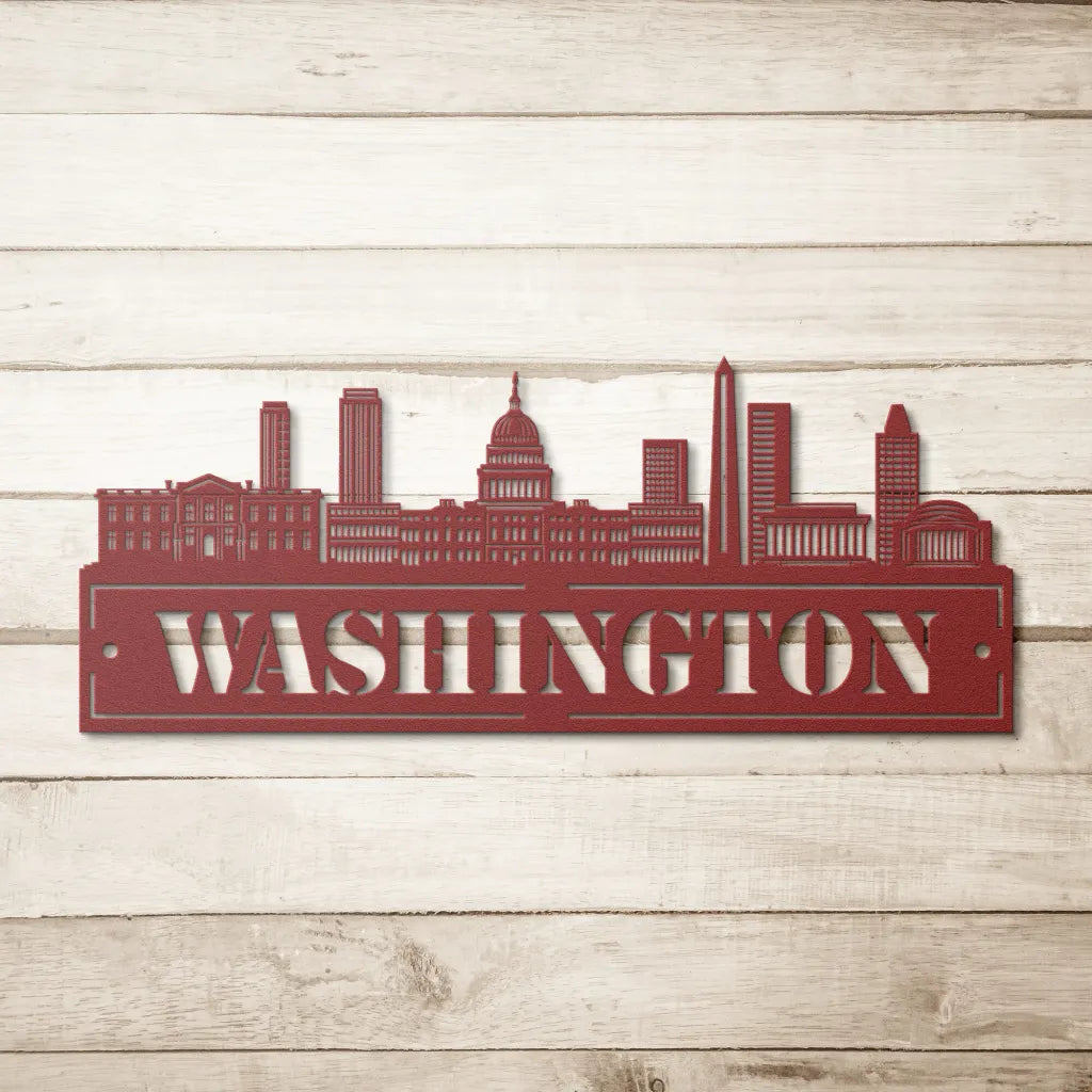 Custom Metal Washington DC Sign - Personalized City Skyline