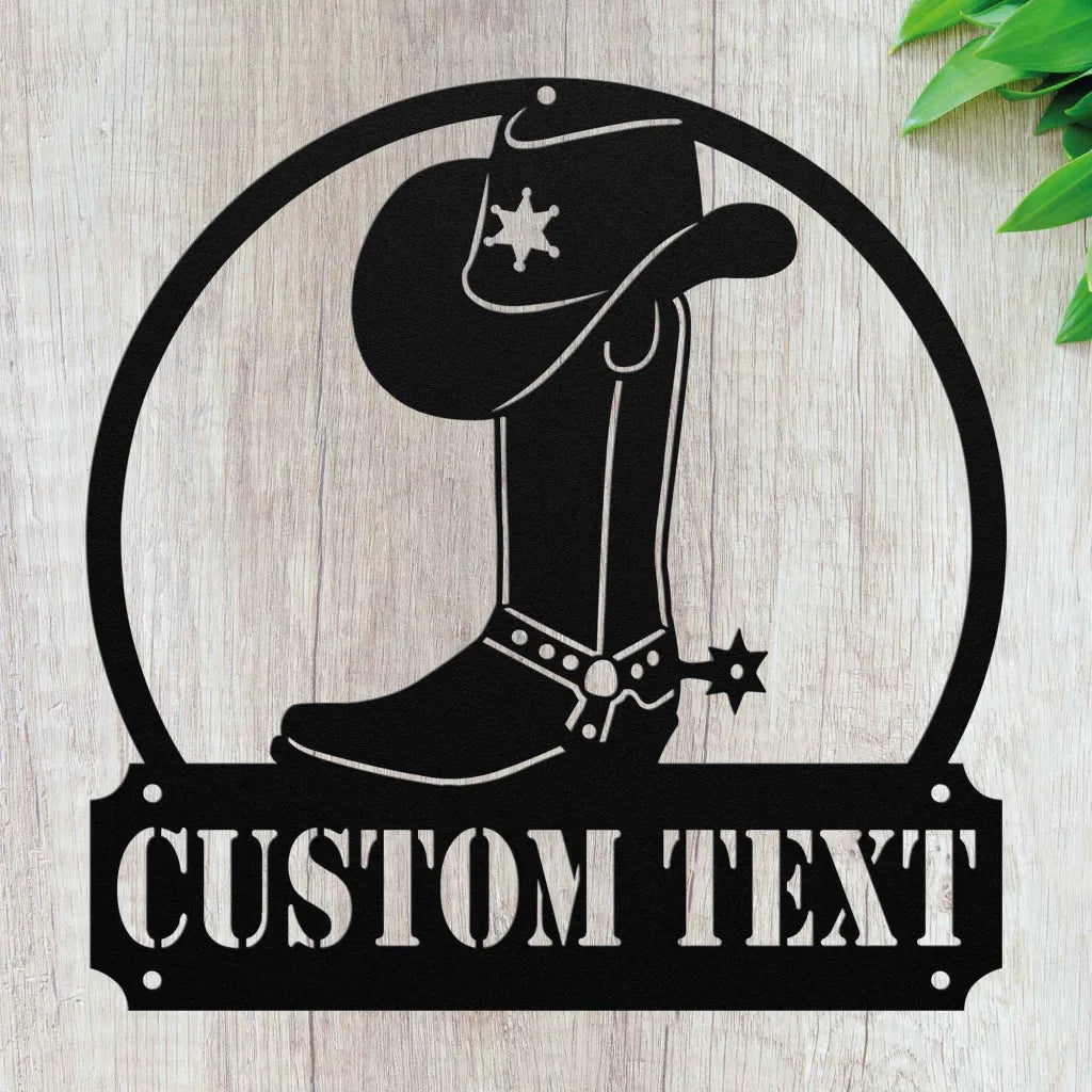 Custom Metal Western Cowboy Sign - Personalized Cowboy Boots