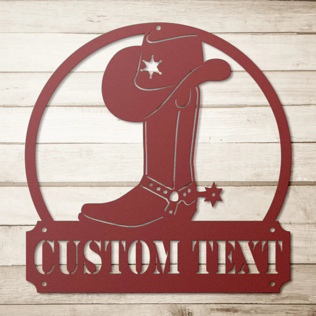 Custom Metal Western Cowboy Sign - Personalized Cowboy Boots