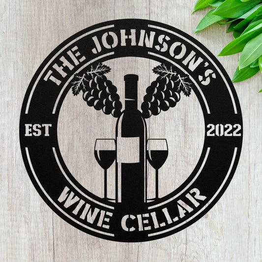 Custom Metal Wine Cellar Sign - Personalized Kitchen Wine