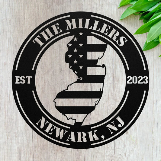 Custom New Jersey Metal Sign - Personalized NJ State Wall