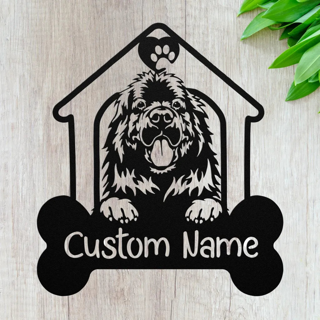 Custom Newfoundland Metal Art - Personalized Dog Name