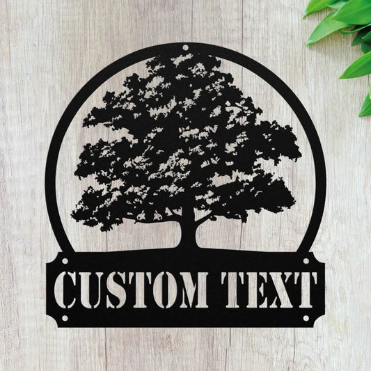 Custom Oak Tree Metal Wall Art - Personalized Oak Tree Metal