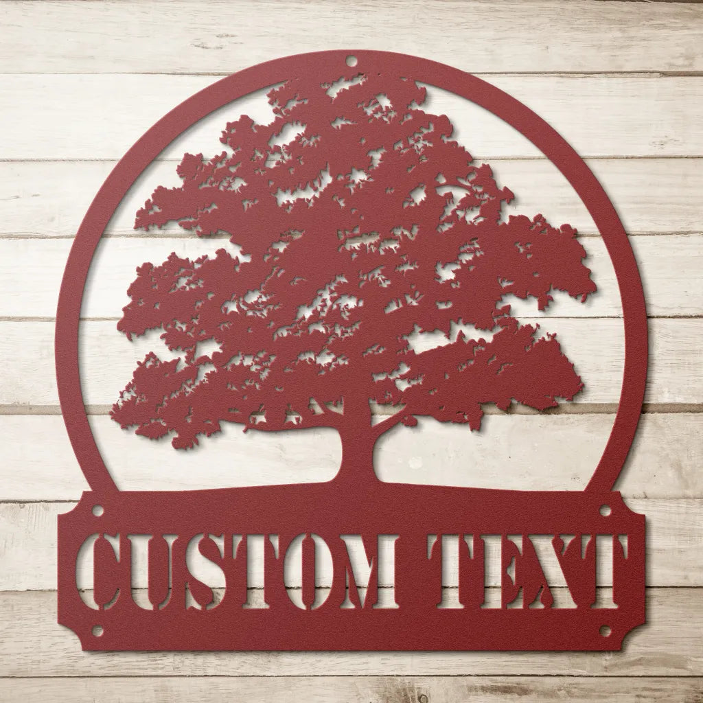 Custom Oak Tree Metal Wall Art - Personalized Oak Tree Metal