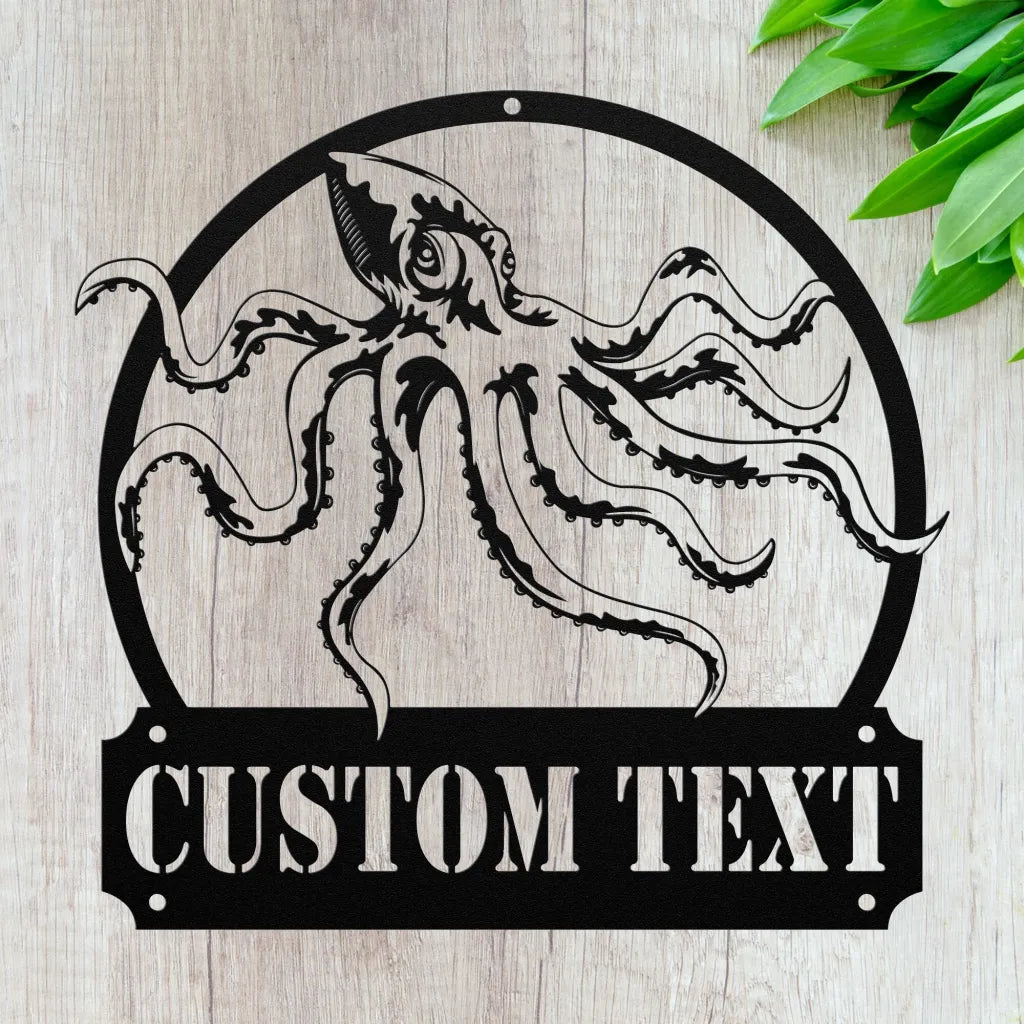 Custom Octopus Metal Wall Art - Personalized Sea Animal Sign