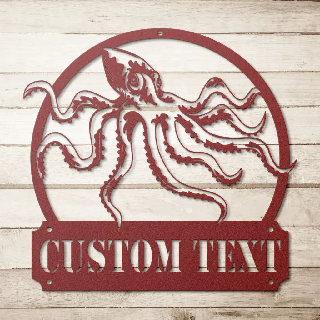 Custom Octopus Metal Wall Art - Personalized Sea Animal Sign