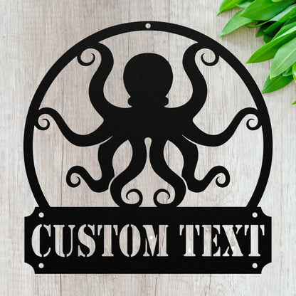 Custom Octopus Sign - Personalized Sea Creature Metal Wall