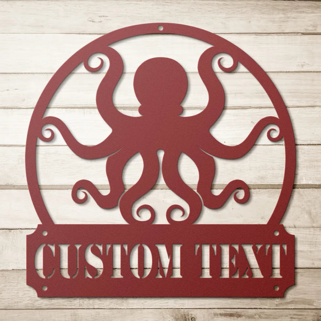 Custom Octopus Sign - Personalized Sea Creature Metal Wall