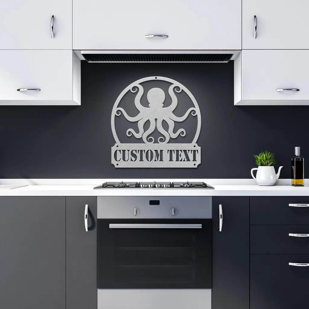 Custom Octopus Sign - Personalized Sea Creature Metal Wall