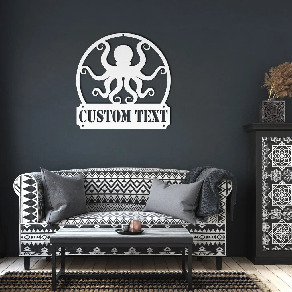 Custom Octopus Sign - Personalized Sea Creature Metal Wall