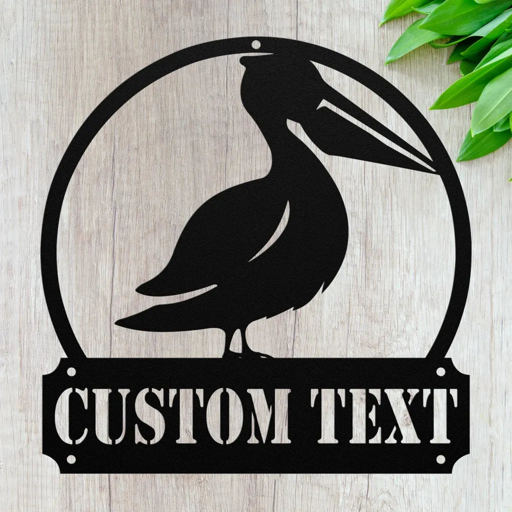 Custom Pelican Sign - Personalized Pelican Metal Wall Art -