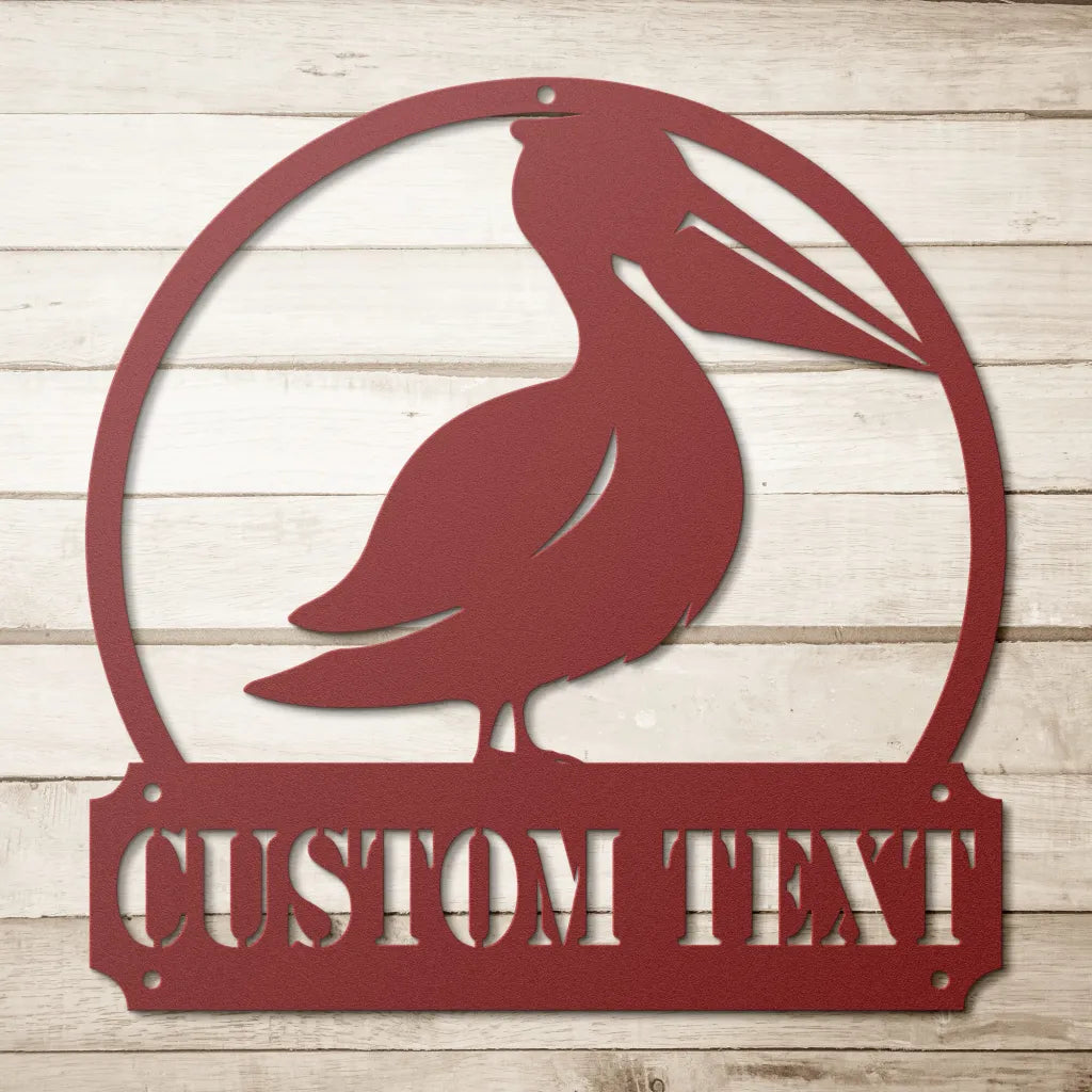 Custom Pelican Sign - Personalized Pelican Metal Wall Art -