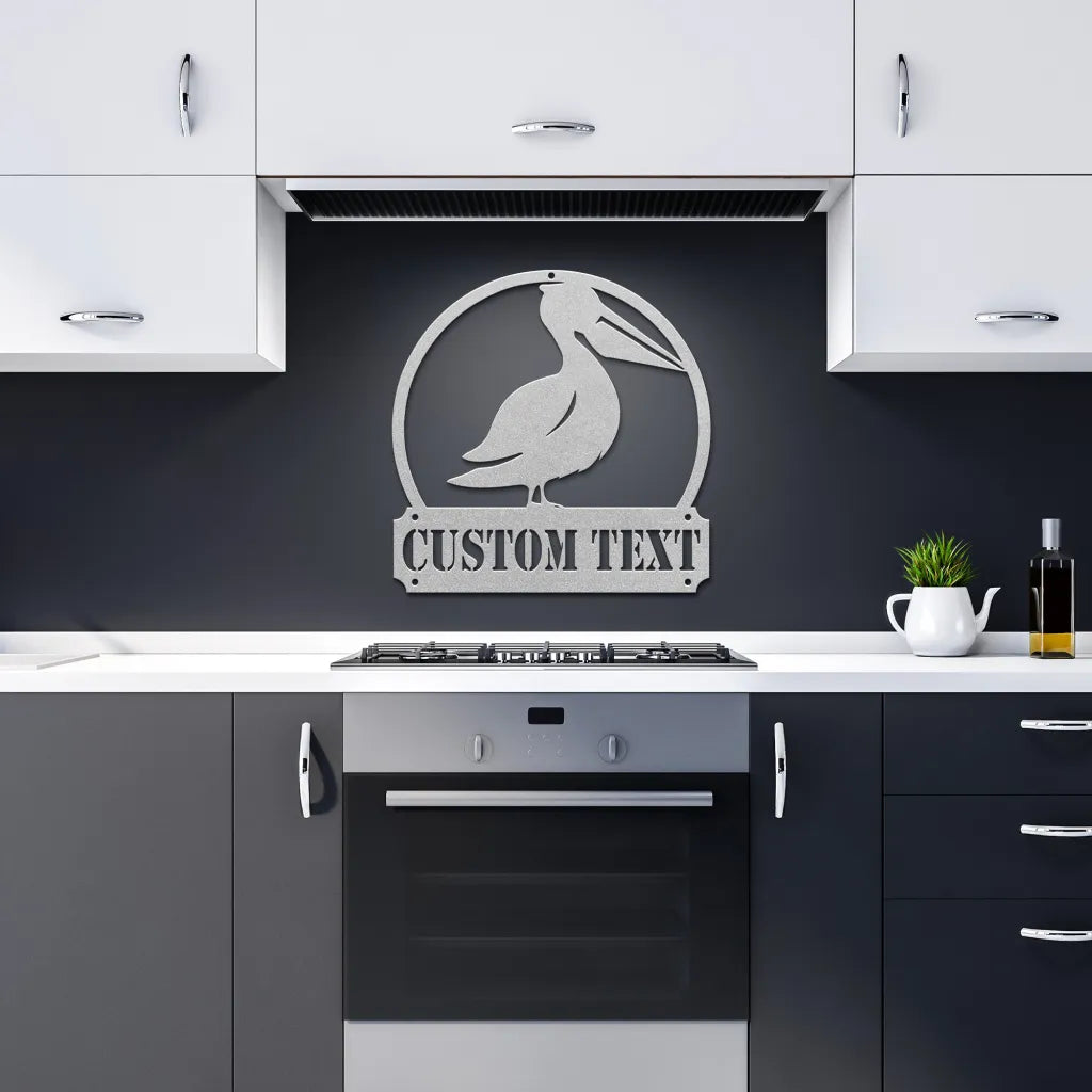 Custom Pelican Sign - Personalized Pelican Metal Wall Art -