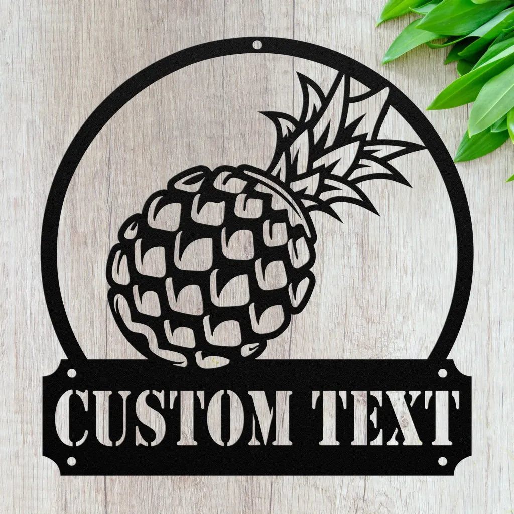 Custom Pineapple Metal Wall Art - Personalized Tropical