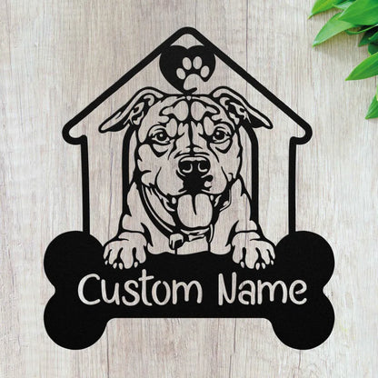 Custom Pit Bull Terrier Metal Art - Personalized Pitbull Dog