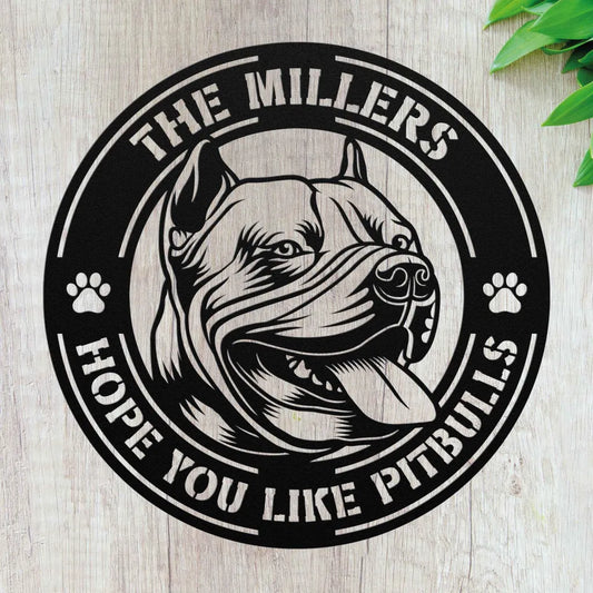 Custom Pitbull Metal Art - Personalized Dog Sign For Outdoor