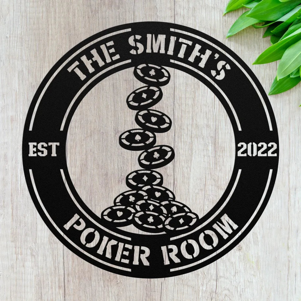 Custom Poker Sign - Personalized Gambling Room Metal Wall