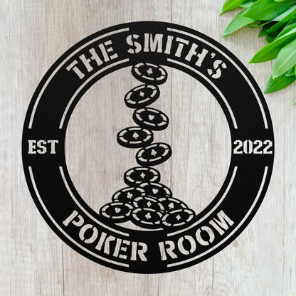 Custom Poker Sign - Personalized Gambling Room Metal Wall