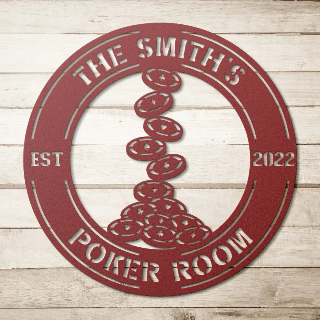 Custom Poker Sign - Personalized Gambling Room Metal Wall