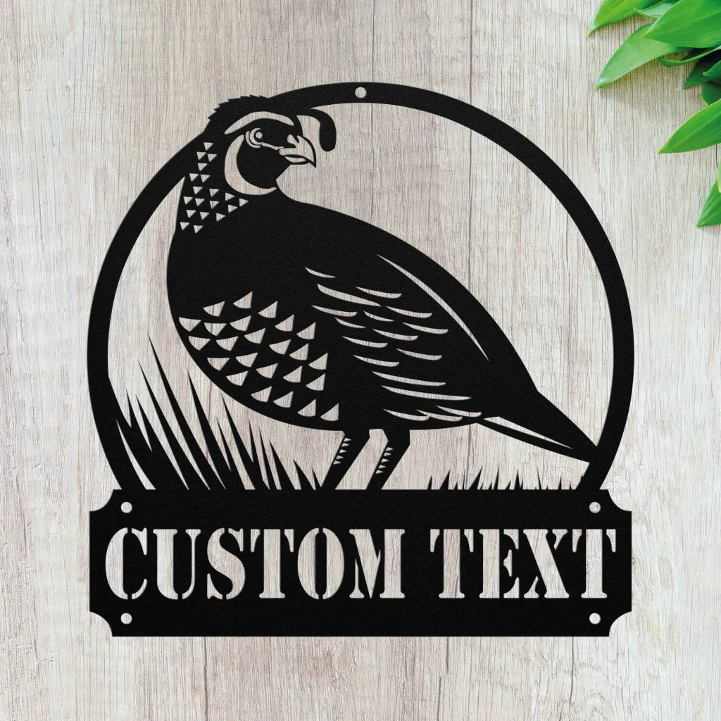 Custom Quail Metal Wall Art - Personalized Bird Sign - Quail