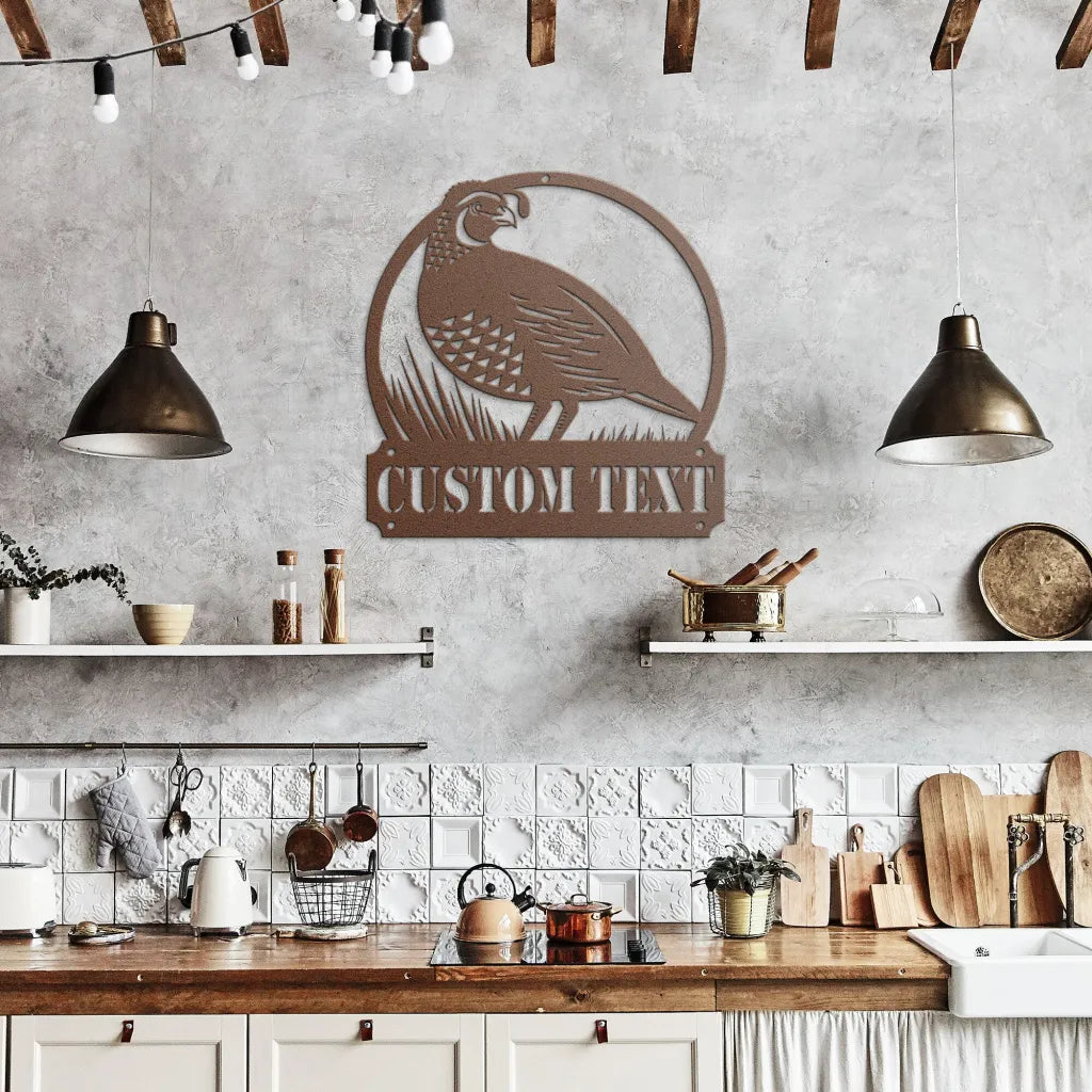 Custom Quail Metal Wall Art - Personalized Bird Sign - Quail