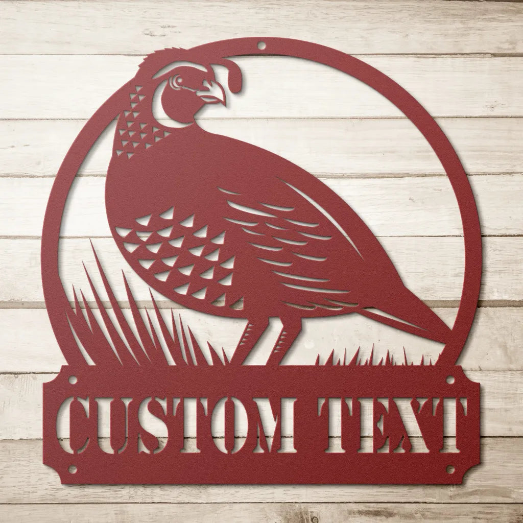 Custom Quail Metal Wall Art - Personalized Bird Sign - Quail