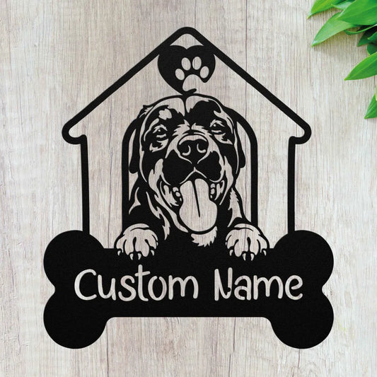 Custom Rottweiler Metal Art - Personalized Dog Name Address