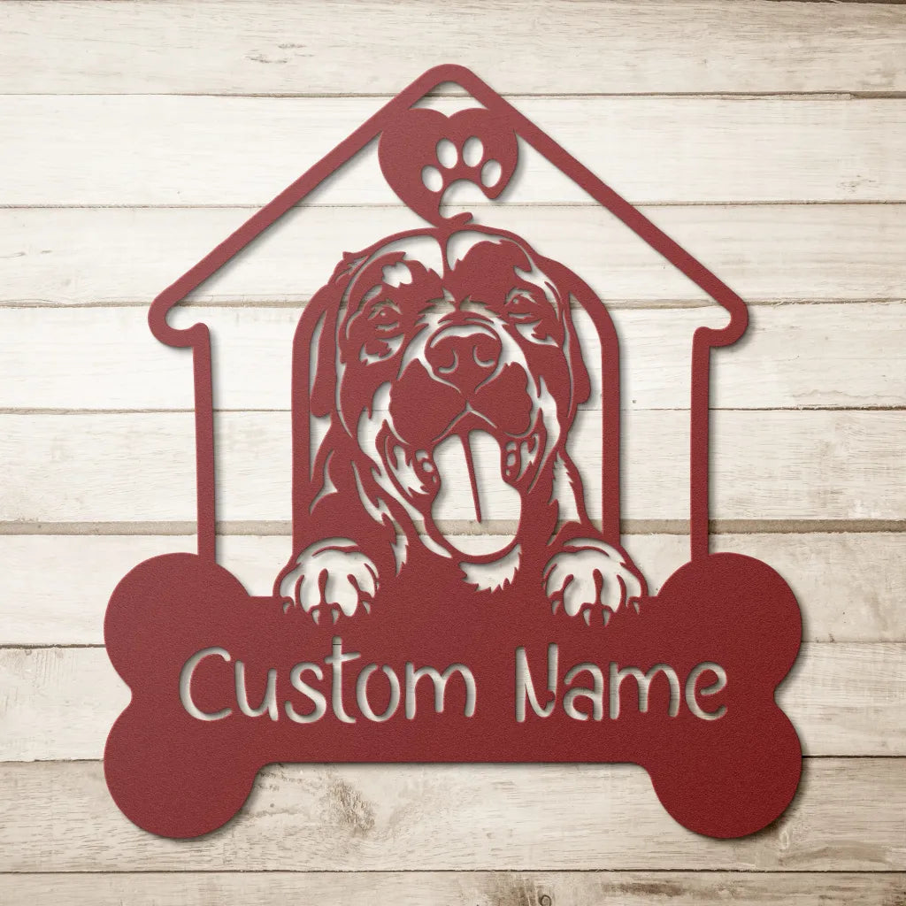 Custom Rottweiler Metal Art - Personalized Dog Name Address