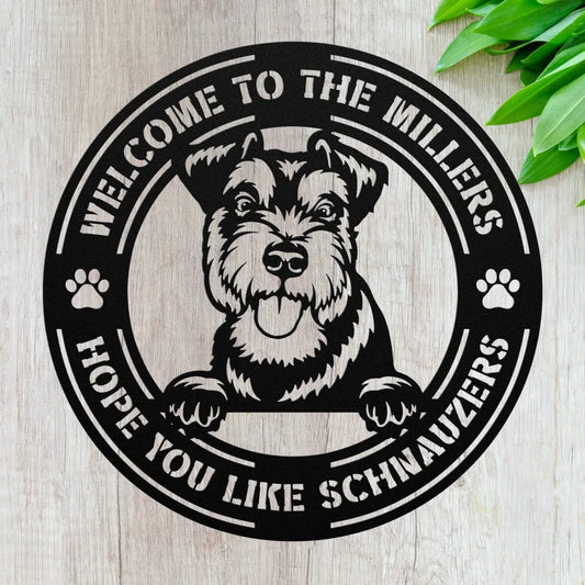 Custom Schnauzer Metal Art - Personalized Dog Sign For Gate
