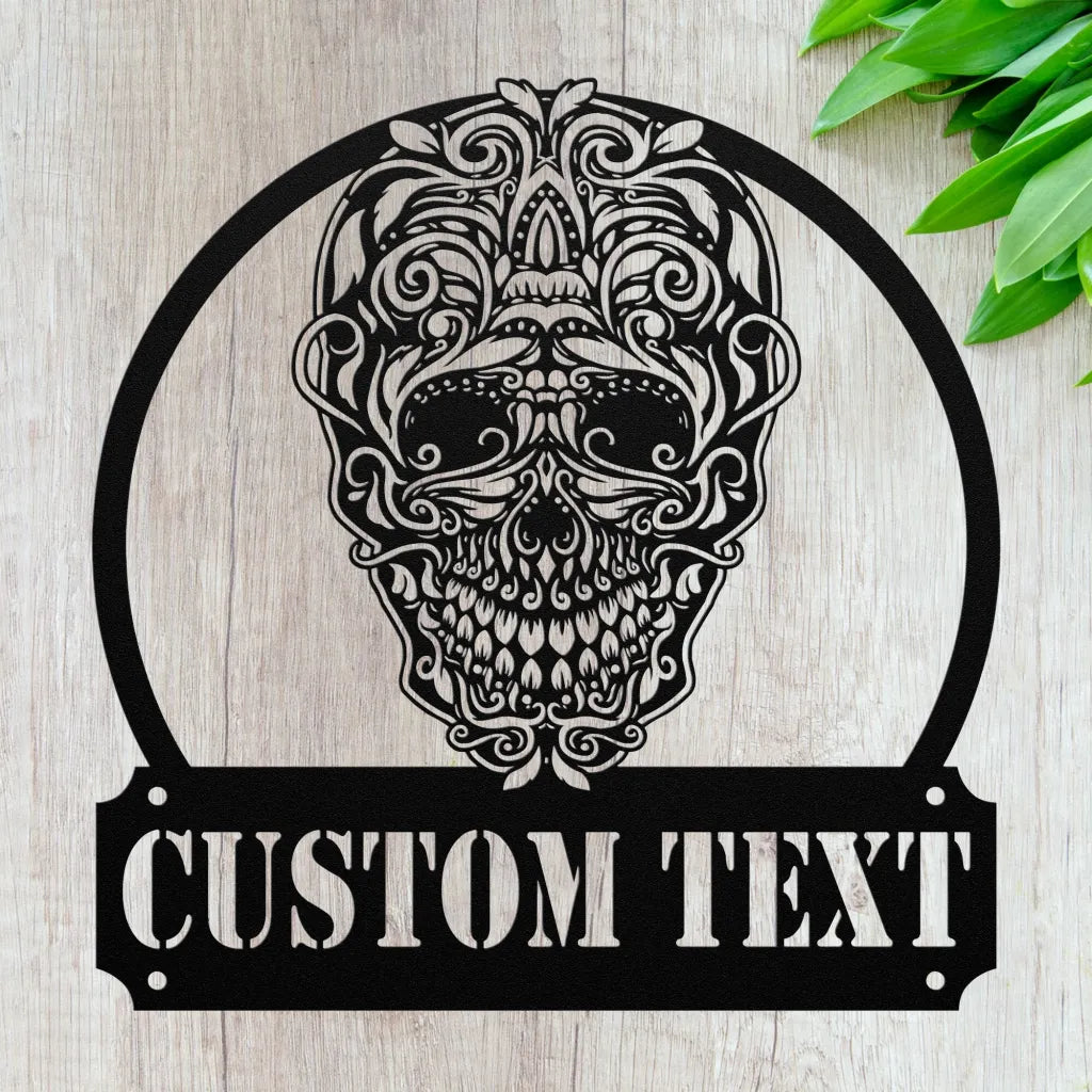 Custom Sugar Skull Sign - Personalized Sugar Skull Metal