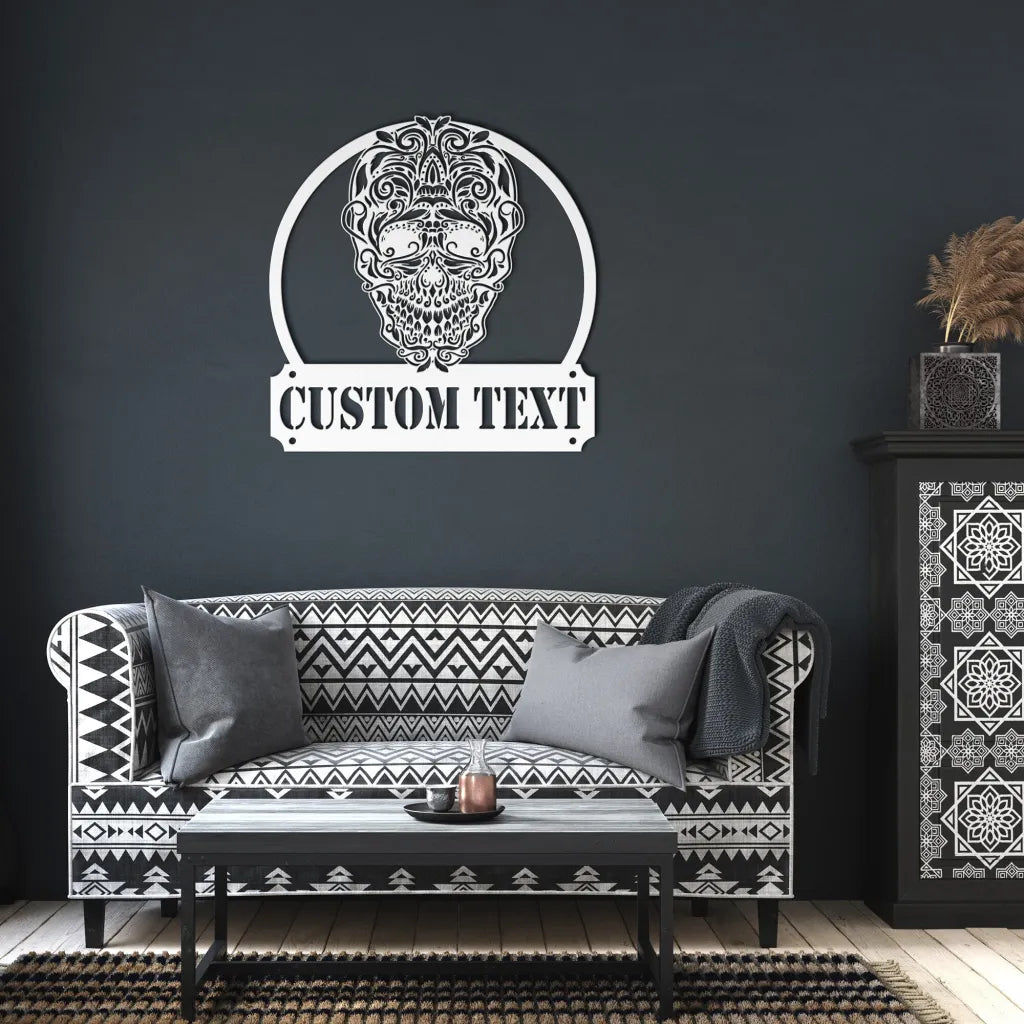 Custom Sugar Skull Sign - Personalized Sugar Skull Metal