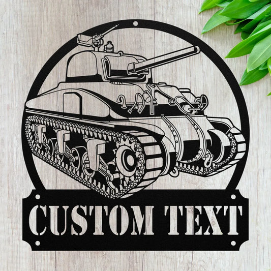 Custom Tank Metal Wall Art - Personalized Tank Sign - Black