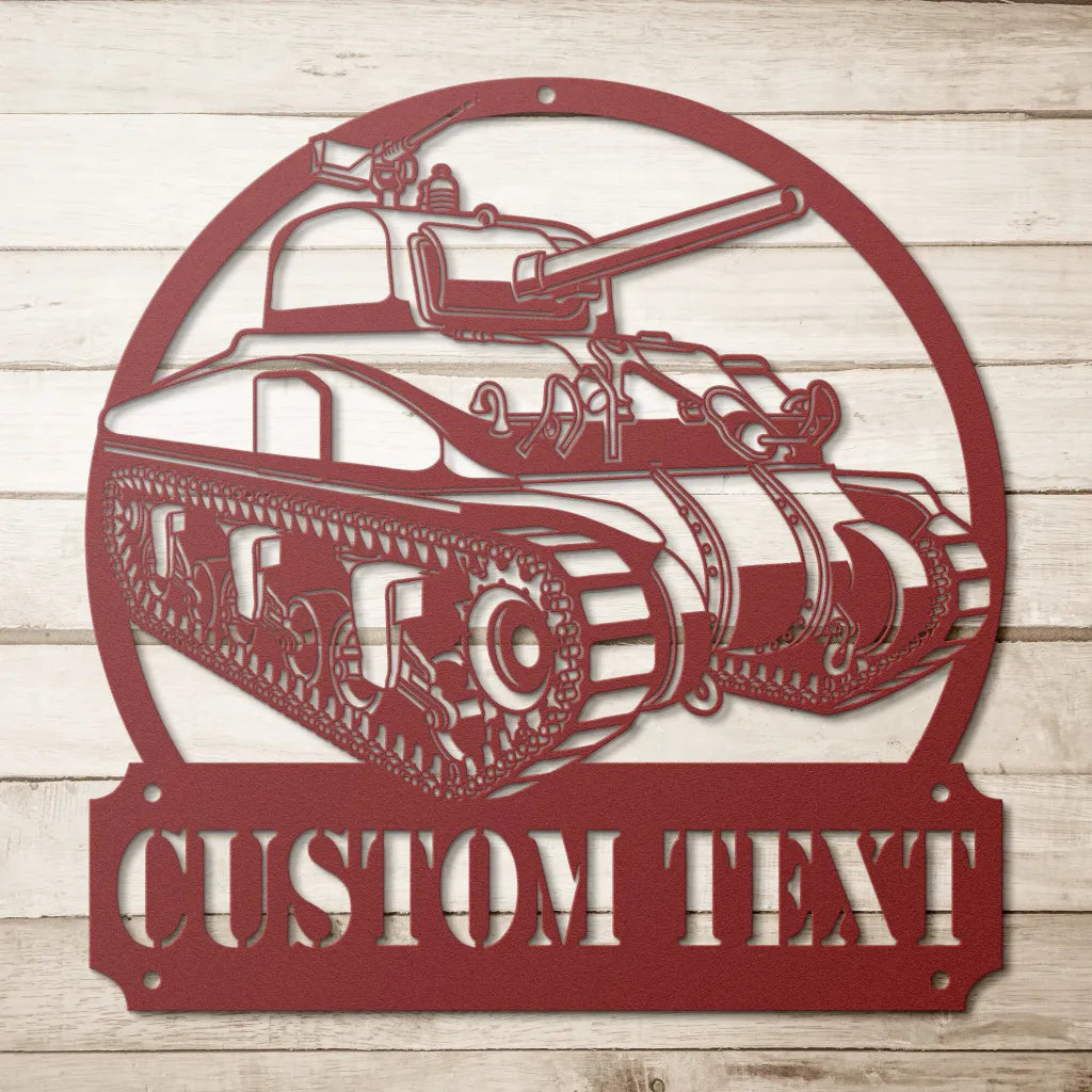 Custom Tank Metal Wall Art - Personalized Tank Sign - Red /