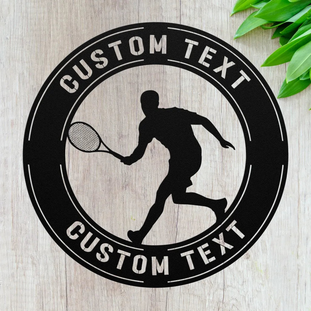 Custom Tennis Metal Art - Personalized Tennis Signs - Black