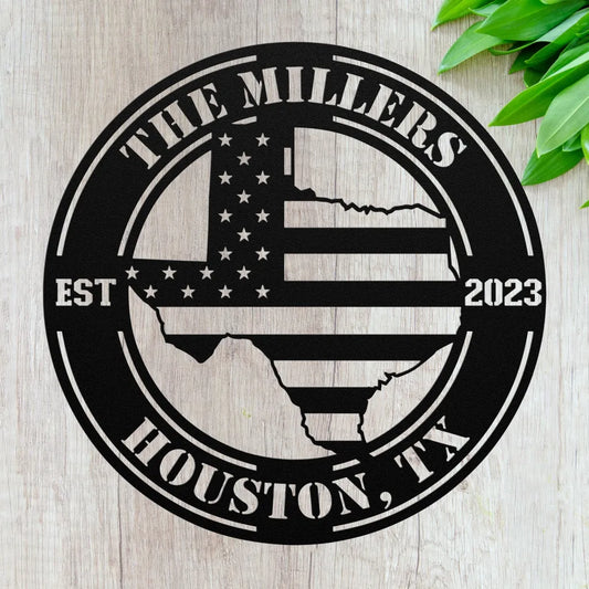 Custom Texas Metal Sign - Personalized TX State Wall Art