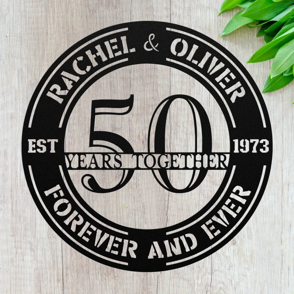 Custom Wedding Anniversary Metal Wall Art - 50th Anniversary