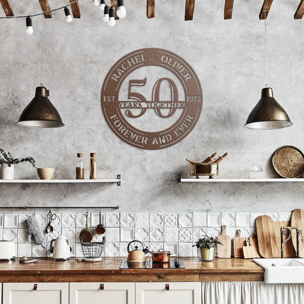 Custom Wedding Anniversary Metal Wall Art - 50th Anniversary