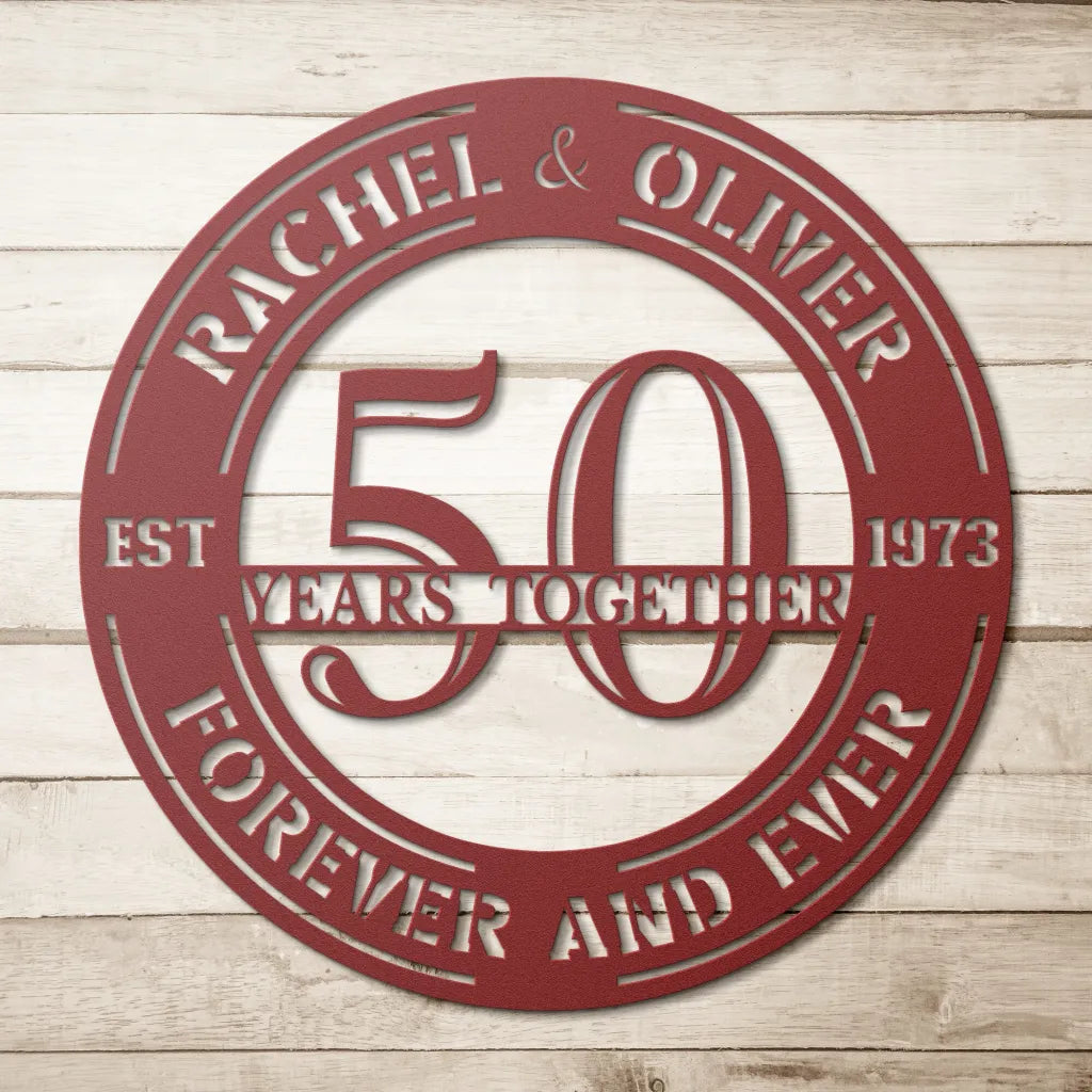 Custom Wedding Anniversary Metal Wall Art - 50th Anniversary