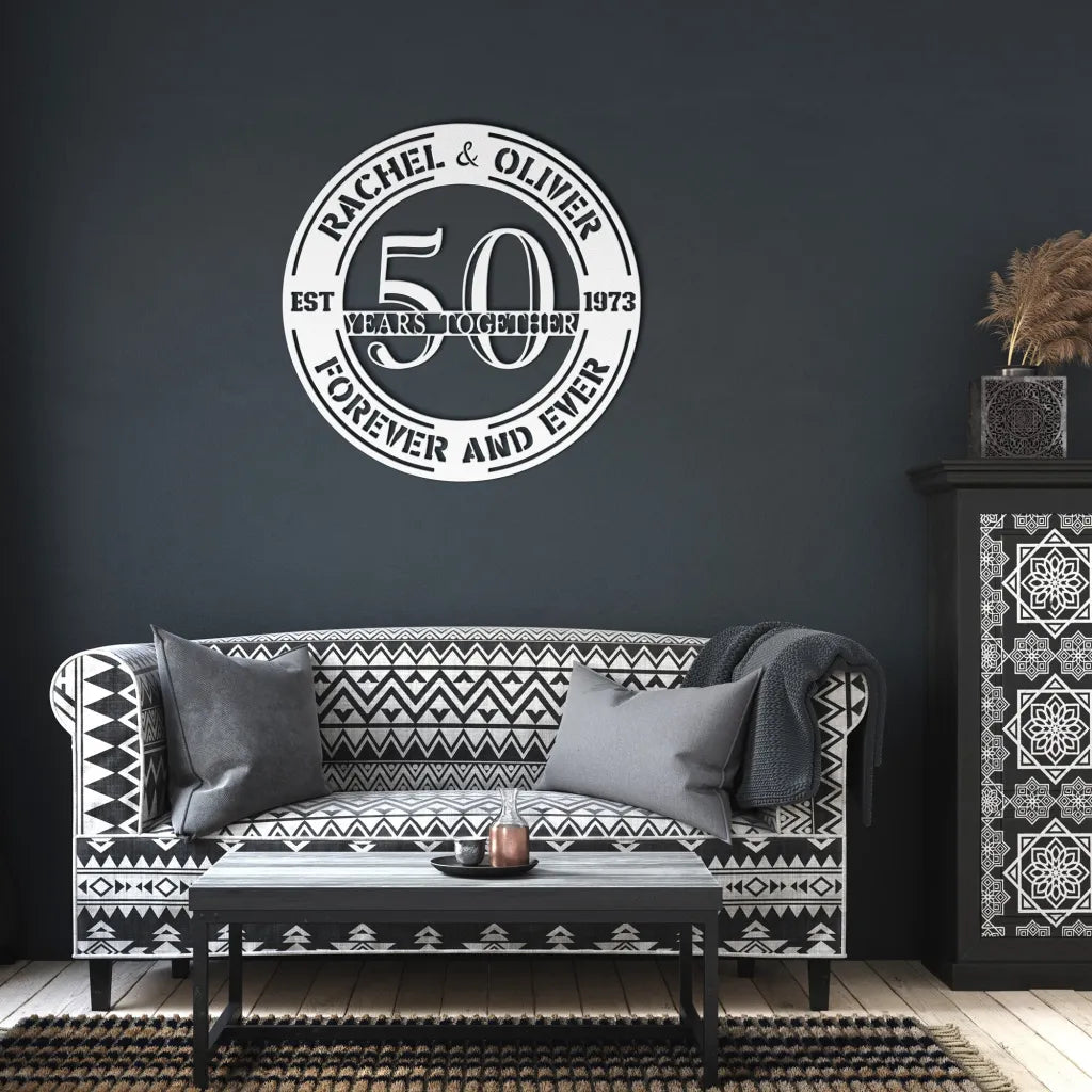 Custom Wedding Anniversary Metal Wall Art - 50th Anniversary