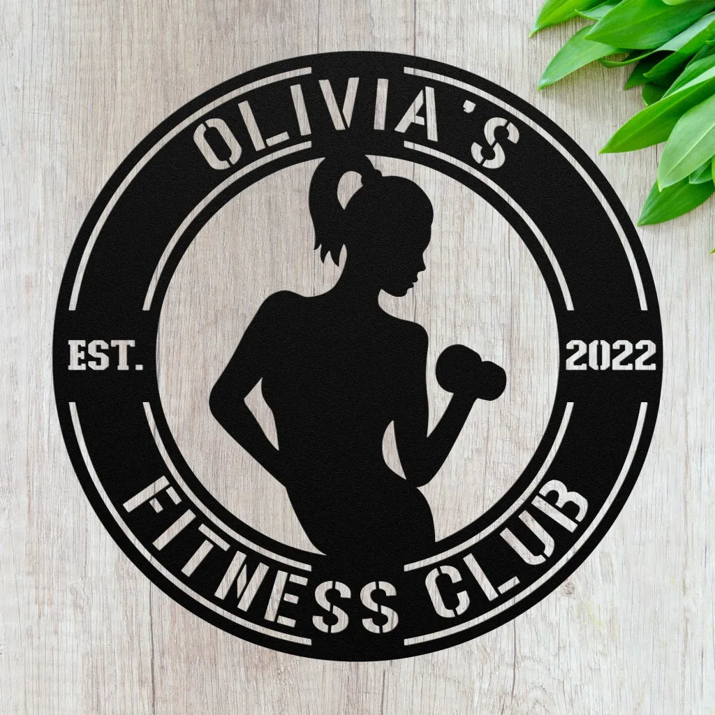 Custom Women’s Fitness Club Sign Personalized Metal Gym