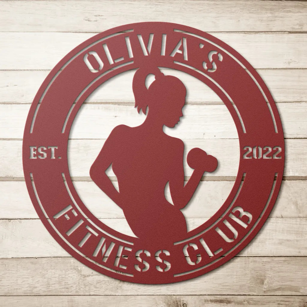 Custom Women’s Fitness Club Sign Personalized Metal Gym