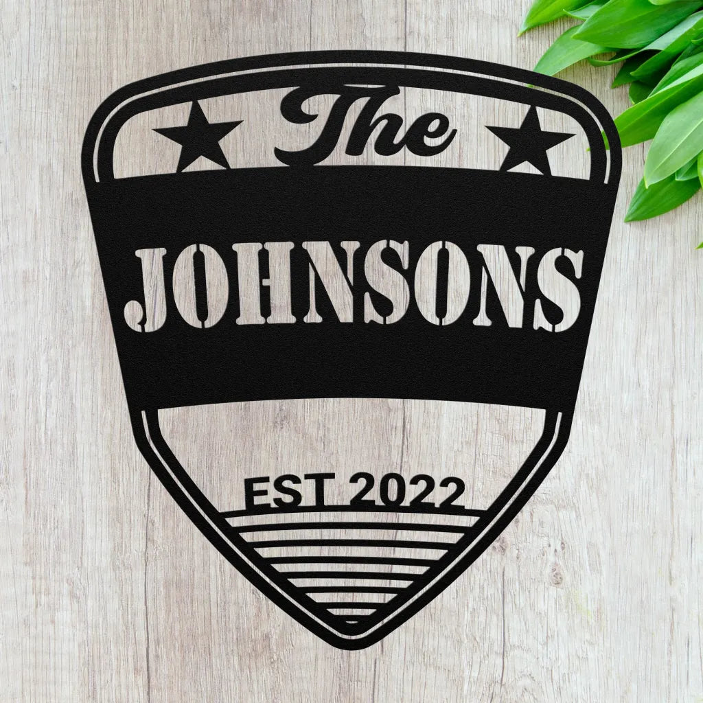 Family Name Welcome Metal Sign For Wall Hanging - Black / 12