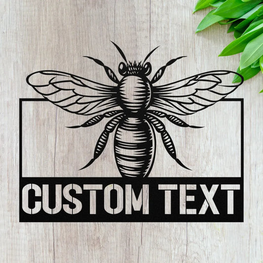 Personalized Bee Metal Wall Art Custom Honey Bees Sign -