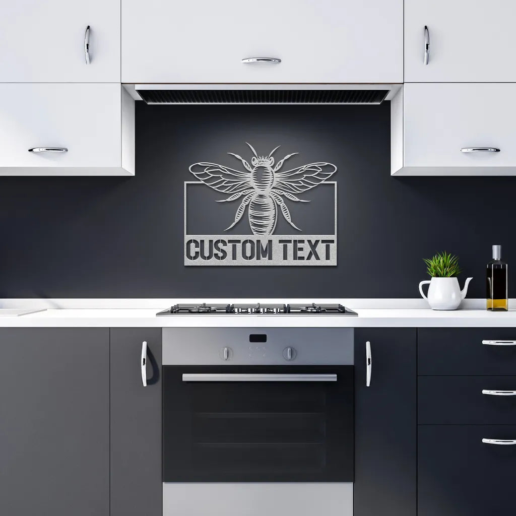 Personalized Bee Metal Wall Art Custom Honey Bees Sign -