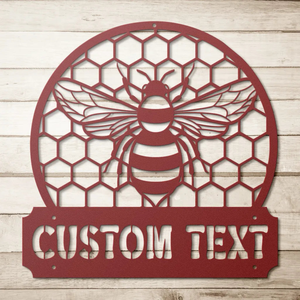 Personalized Beehive Metal Wall Art Custom Bee Name Sign -